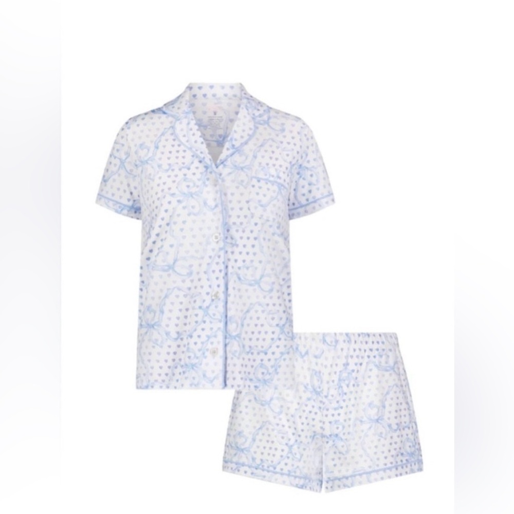 Roller Rabbit x Loveshackfancy Luna Bow Hearts Polo Shorts Pajama Set